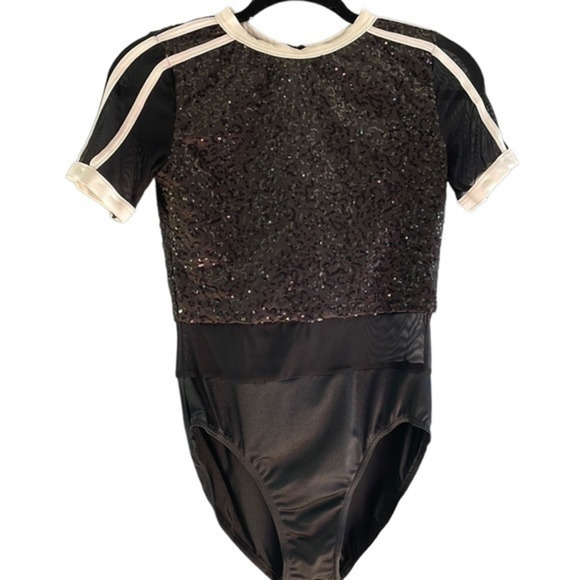 Black Embellished Leotard Shirt‎ Size Medium (M) - Picture 1 of 9